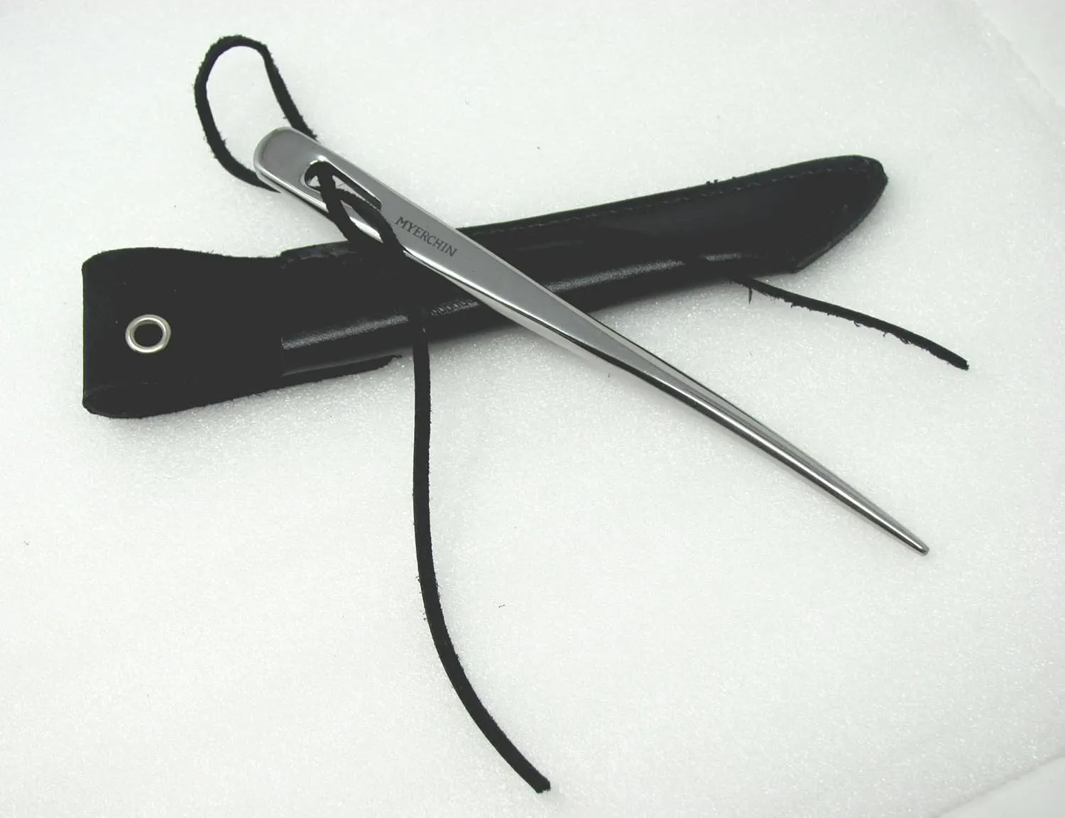 🐋 Myerchin Knives Professional ⛵ Quality Solid Stainless Steel Marlin Spike A009 & Leather Sheath & Leather Lanyard Strap