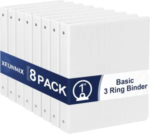 0.5-1-Inch 3-Ring-Binder with Pockets, 1'' Basic Binders 1-inch View Round Binders Holds 200 Sheets US Letter Size 8.5'' x 11'' - Bundle Packs Perfect for Home, Office, and School (1-inch)
