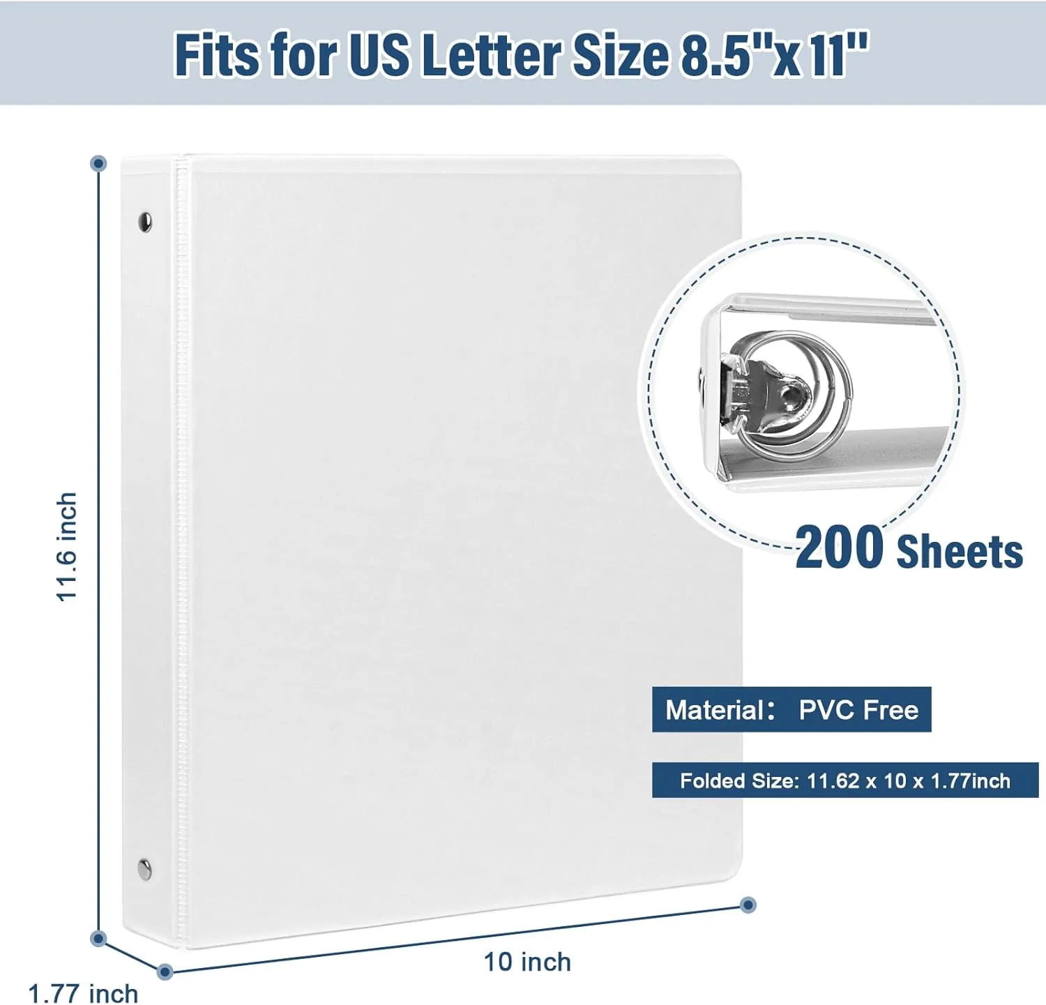 0.5-1-Inch 3-Ring-Binder with Pockets, 1'' Basic Binders 1-inch View Round Binders Holds 200 Sheets US Letter Size 8.5'' x 11'' - Bundle Packs Perfect for Home, Office, and School (1-inch)
