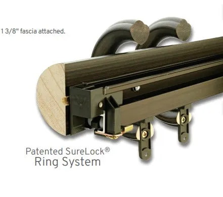 1-3/8" Smooth or Reeded Wood Facia Assembled Hand or Cord Draw Complete Traverse Track Set (WITH Rings) 4Ft Length (48")*