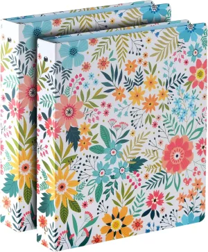 1-inch 3-Ring-Binder with Pockets 1'' Decorative Round Ring Binders for School Holds US Letter Size 8.5'' x 11'' 200 Sheets for Office/Home/Back to School, 2 Pack