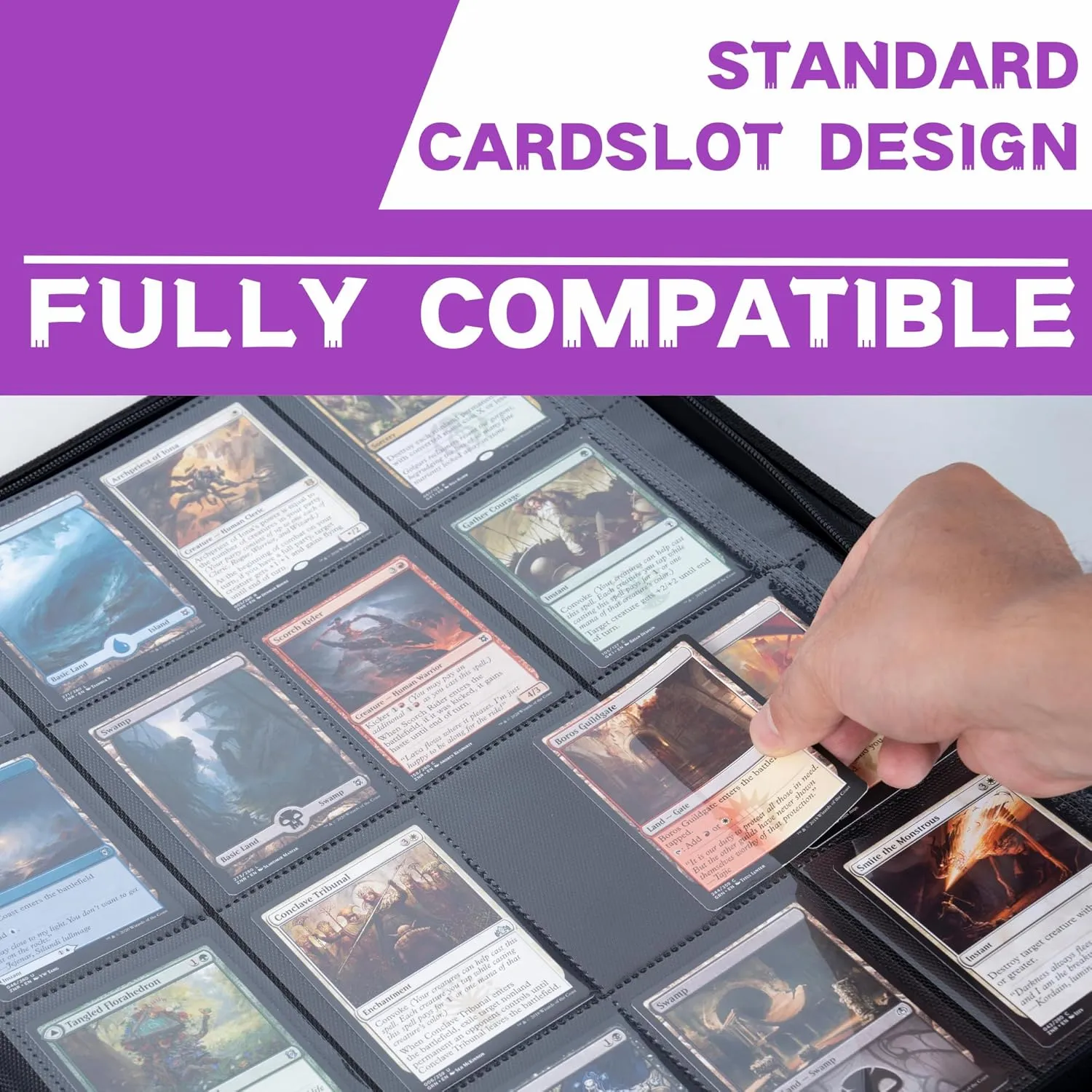 1000  Pockets Trading Card Binder, 16-Pocket Card Ablum Compatible with MTG,Sports Cards & Other Standard Size Trading Cards (PURPLE)