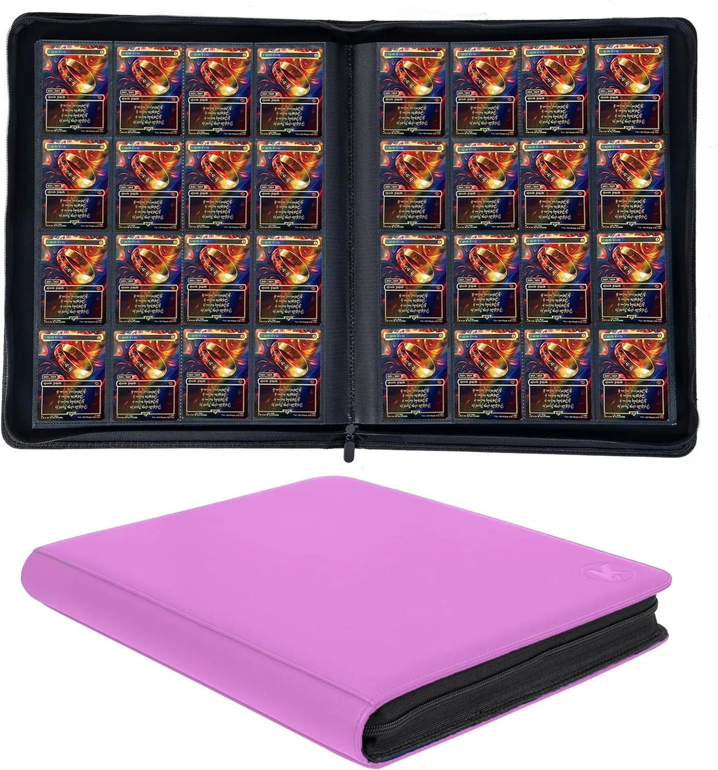 1000  Pockets Trading Card Binder, 16-Pocket Card Ablum Compatible with MTG,Sports Cards & Other Standard Size Trading Cards (PURPLE)