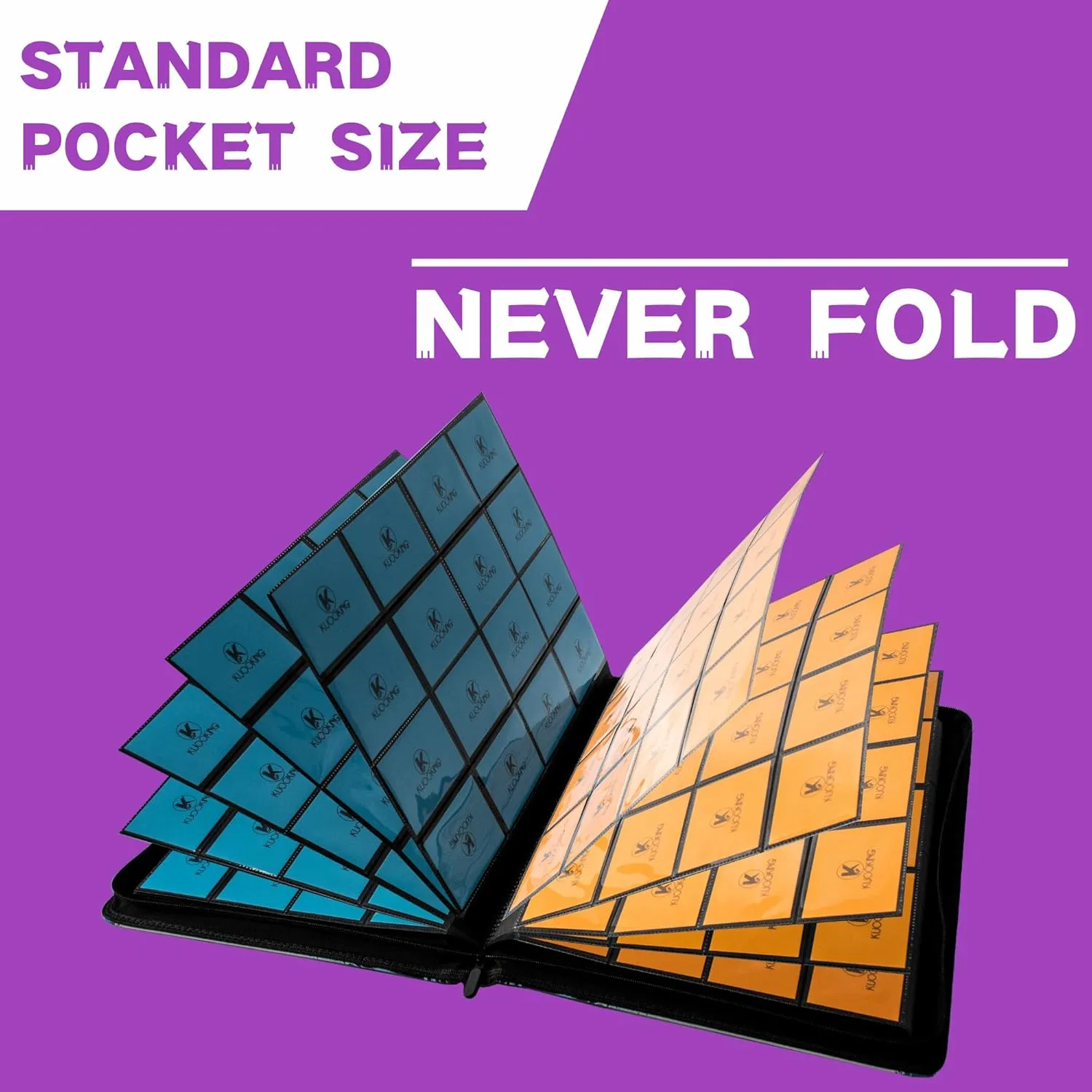 1000  Pockets Trading Card Binder, 16-Pocket Card Ablum Compatible with MTG,Sports Cards & Other Standard Size Trading Cards (PURPLE)