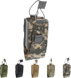 1000D Nylon Tactical Radio Holder Radio Case Radio Pouch Military Molle Radio Walkie Talkie Holder Bag Hunting Magazine Pouches Pocket for Two Ways Walkie Talkies Compatible (ACU)