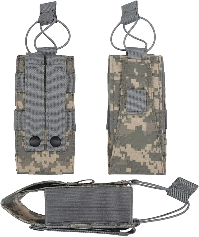 1000D Nylon Tactical Radio Holder Radio Case Radio Pouch Military Molle Radio Walkie Talkie Holder Bag Hunting Magazine Pouches Pocket for Two Ways Walkie Talkies Compatible (ACU)