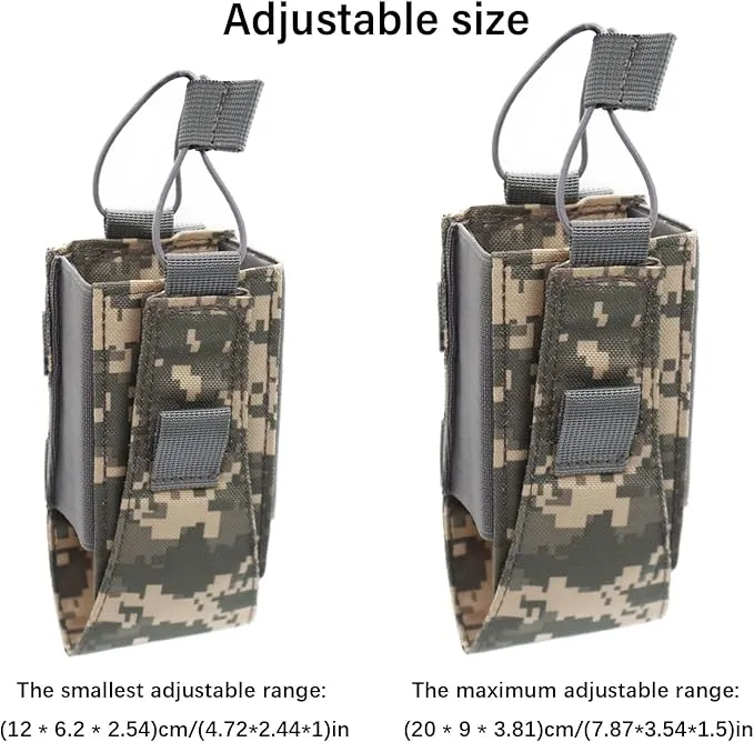 1000D Nylon Tactical Radio Holder Radio Case Radio Pouch Military Molle Radio Walkie Talkie Holder Bag Hunting Magazine Pouches Pocket for Two Ways Walkie Talkies Compatible (ACU)