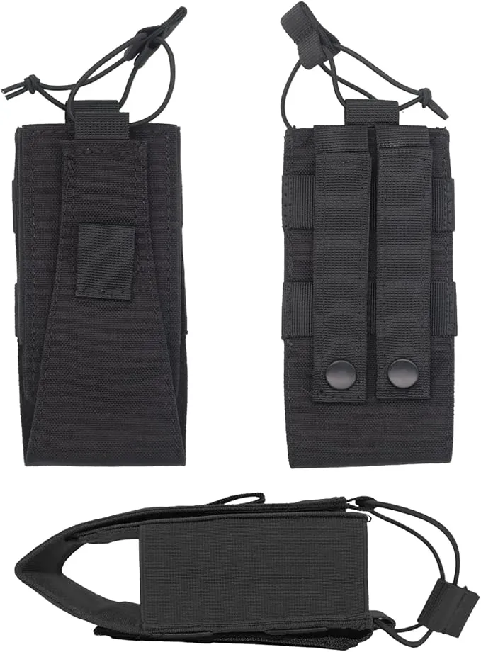1000D Nylon Tactical Radio Holder Radio Case Radio Pouch Military Molle Radio Walkie Talkie Holder Bag Hunting Magazine Pouches Pocket for Two Ways Walkie Talkies Compatible (Black)