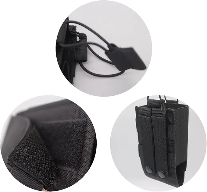 1000D Nylon Tactical Radio Holder Radio Case Radio Pouch Military Molle Radio Walkie Talkie Holder Bag Hunting Magazine Pouches Pocket for Two Ways Walkie Talkies Compatible (Black)