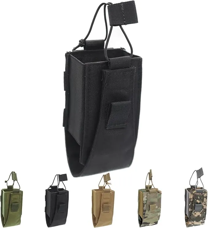 1000D Nylon Tactical Radio Holder Radio Case Radio Pouch Military Molle Radio Walkie Talkie Holder Bag Hunting Magazine Pouches Pocket for Two Ways Walkie Talkies Compatible (Black)