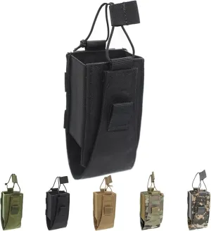 1000D Nylon Tactical Radio Holder Radio Case Radio Pouch Military Molle Radio Walkie Talkie Holder Bag Hunting Magazine Pouches Pocket for Two Ways Walkie Talkies Compatible (Black)
