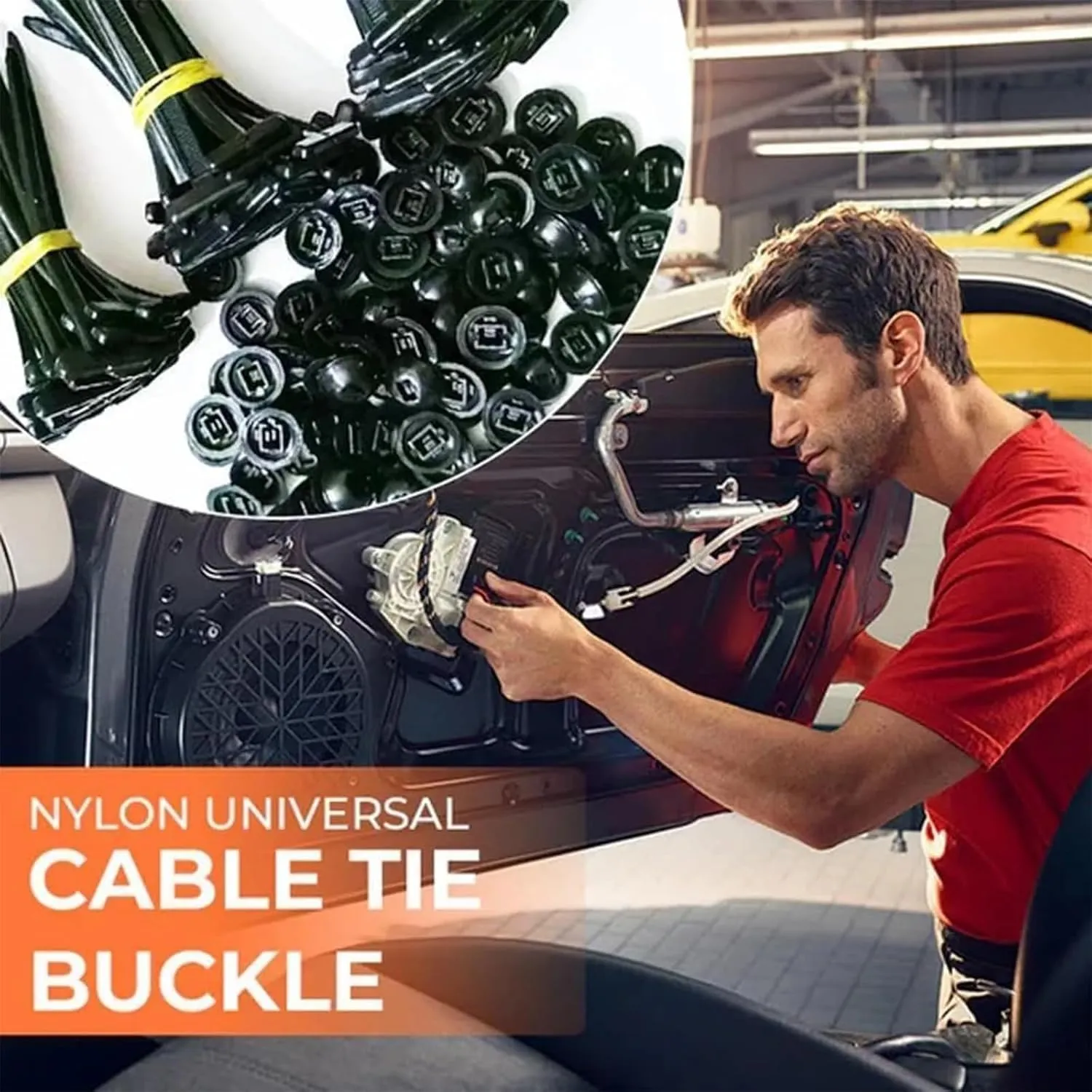100PCS Nylon Universal Cable Tie Buckle, Heavy Duty Self Locking Nylon Zip Ties, 2025 Upgrade Multipurpose Plastic Cable Ties Tool, UV Resistant Black Zipties for Car Daily Repair