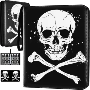 1080 Pockets Card Binder 9 Pocket, Trading Card Binder with 60 Page Removable Sleeves, Zipper Card Book Album Holder[PROTECTIVE][PLEASANT TOUCH SURFACE] ​​Skull​