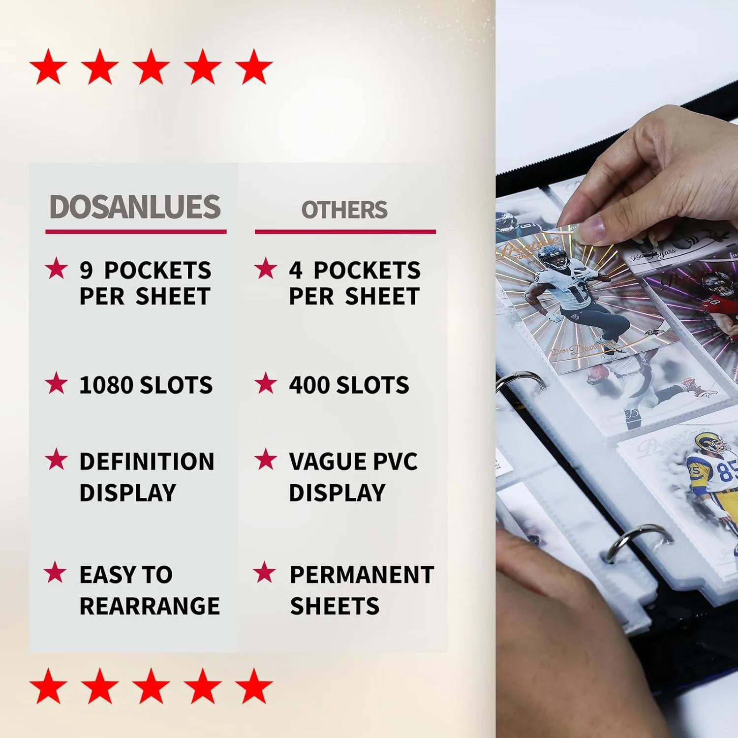 1080 Pockets Card Binder 9 Pocket, Trading Card Binder with 60 Page Removable Sleeves, Zipper Card Book Album Holder[PROTECTIVE][PLEASANT TOUCH SURFACE] ​​Skull​