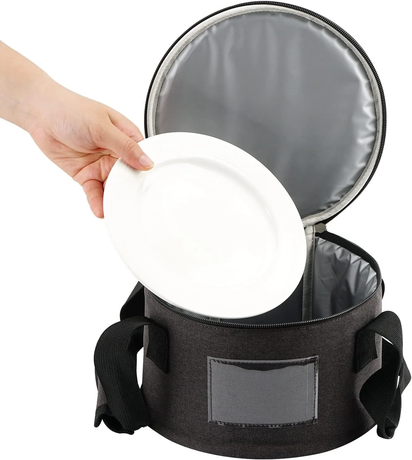 10" Diameter China Saucer Plate Storage Bag with Pearl Cotton Inner and Scratch-proof Cloth, Practical Portable Plate Container