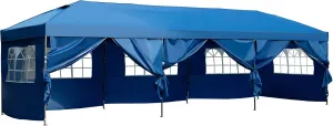 10x30 Pop Up, Canopy with Sidewalls, Outdoor Canopy Tent Heavy Duty for Backyard, Wedding Party Tent for Parties with Wheeled Bag, Blue