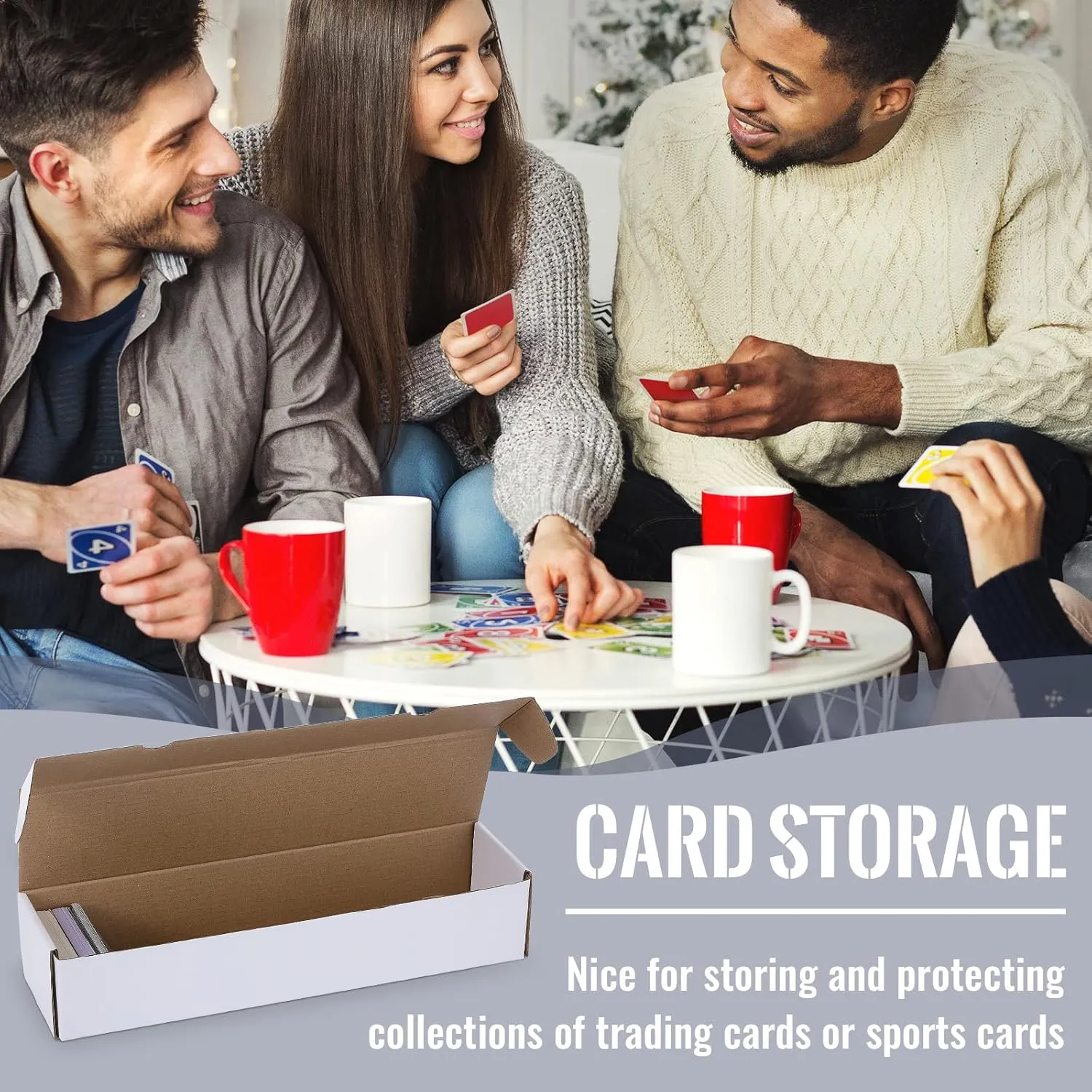 12 Pack Card Storage Box Each 800 or 400 Count Card Collector Organizer Holders Box for Trading and Gaming, Football, Baseball, Sport, Game(8.7 x 2.7 x 3.6 Inch,White)