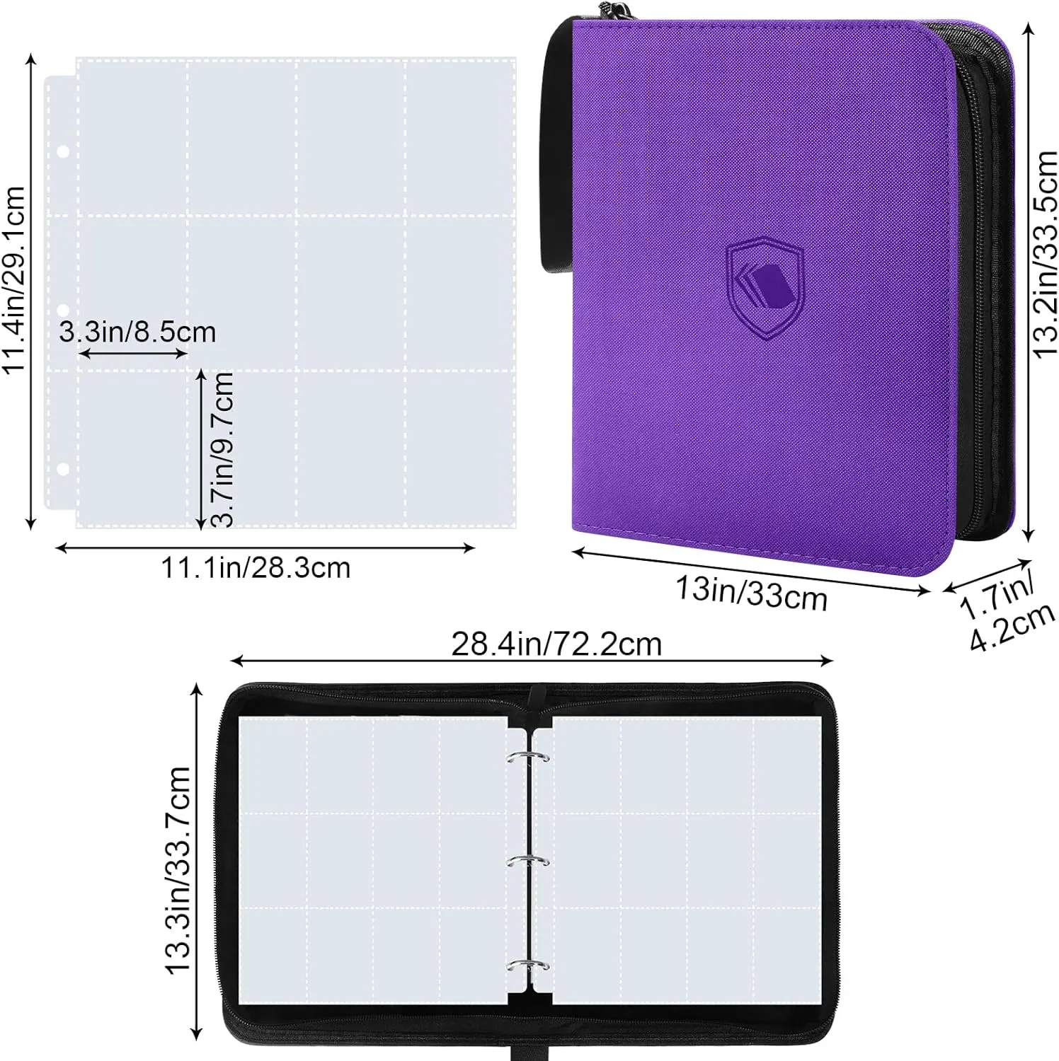 1200 Pockets Trading Card Binder, PU Cover Zipper Card Collection Album, Sturdy Card Folder Holder for MTG, TCG, Game Cards, Sports Cards