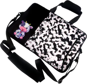 13-15 Inch Cow Print Laptop Bag Case, Water-Resistant Neoprene Notebook Computer Tablet Briefcase Carrying Bag