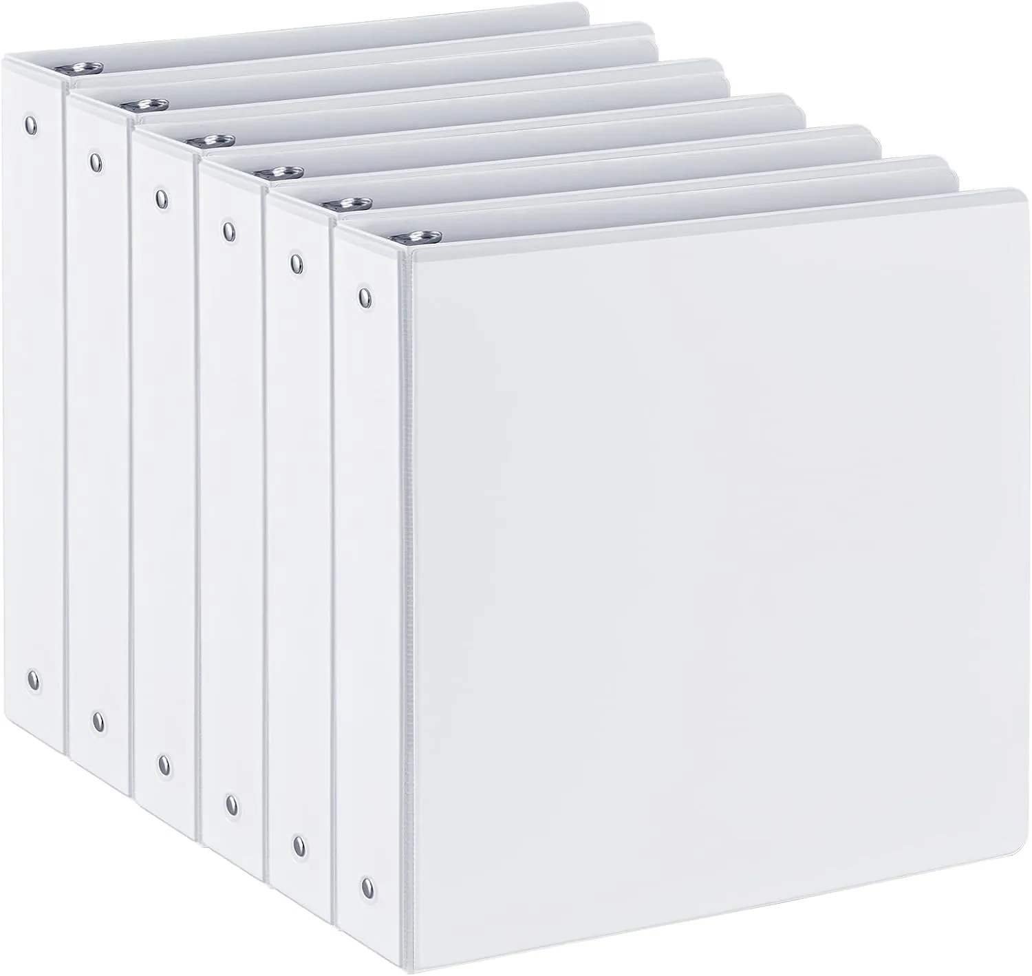 1.5-inch 3 Ring-Binder with 2 Interior Pockets, Premium 1.5''-Binders Holds 325 Sheets US Letter Size 8.5'' x 11'' Paper - Durable, Versatile Binders for Office, Home, and School Use, 6 Pack (White)