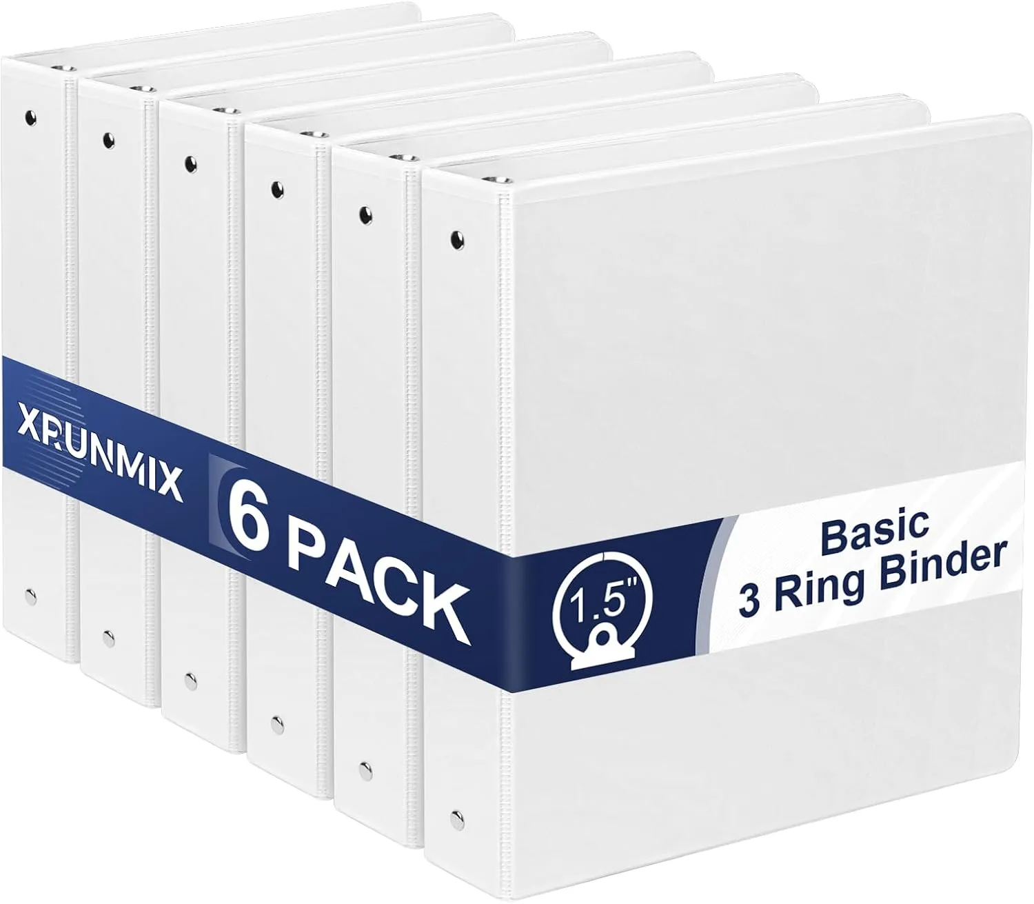 1.5-Inch 3-Ring Binder with Pockets, 1-1/2’’ Premium View Binders with Three Ring Binders Holds up to 325 Sheets US Letter Size, Bulk Pack of 6, Perfect for Home, Office, and School (1.5-inch)