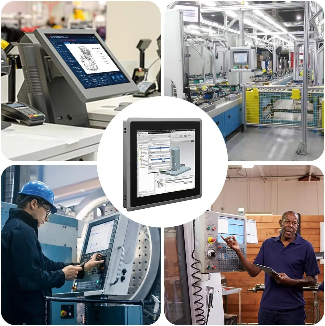 15 inch Industrial Embedded Panel PC, 10 Point Capacitive Industrial Touch Screen Panel Computer, 2xUSB3.0,HDMI,2xRS232,2xLAN (I3-7100U, 8GB RAM 256GB SSD)