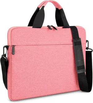 15.6-16 Inch Laptop Sleeve Shoulder Bag Waterproof Notebook Chromebook Computer Carrying Case Compatible with 15.6 inch Acer Asus Dell HP Thinkpad, Pink