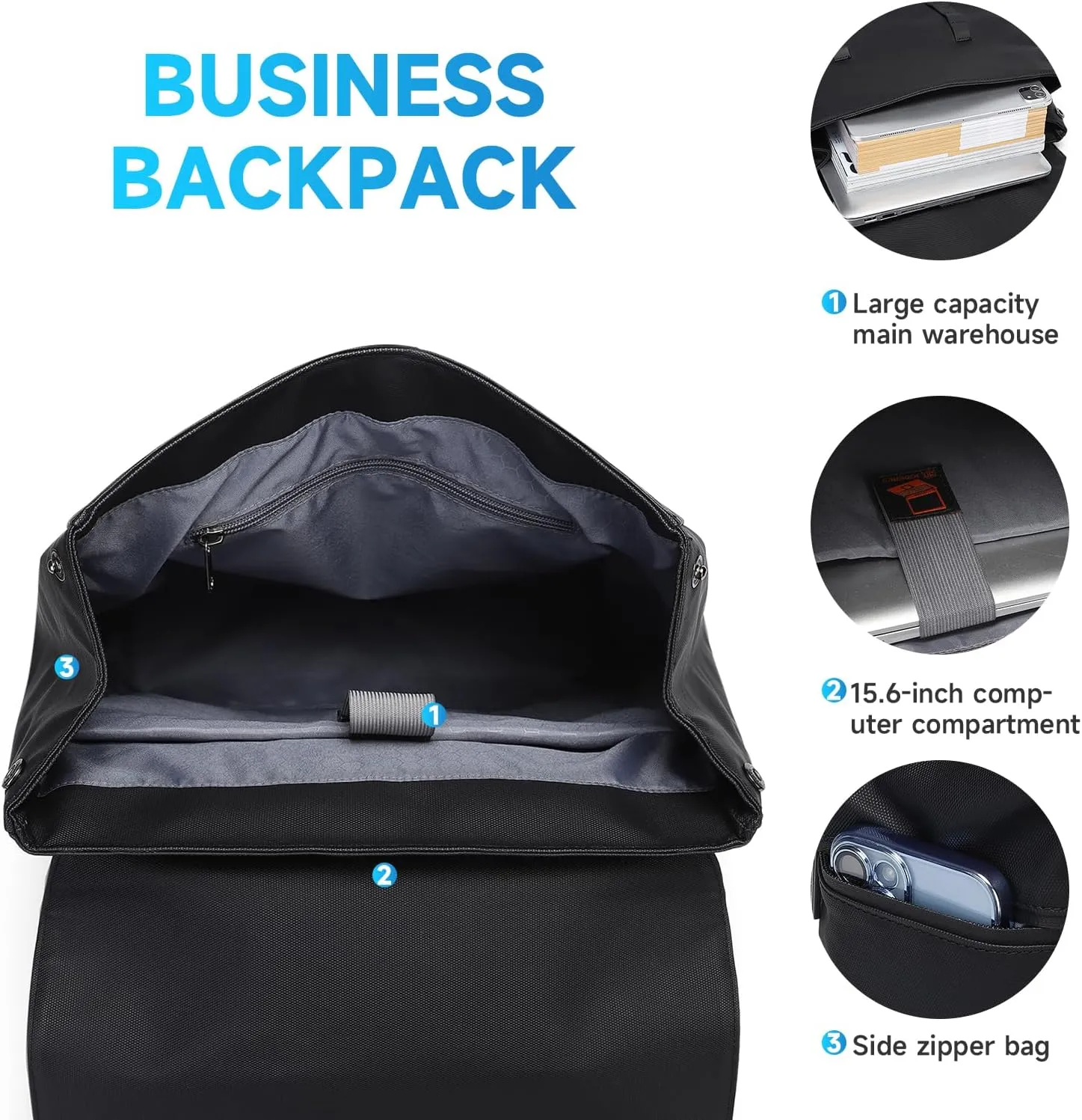 18L Travel Laptop Backpack,Business Anti Theft Slim Sturdy Laptops Backpack,Water Resistant College School Computer Bag Gift for Men & Women Fits 15.6 Inch Notebook(Black)