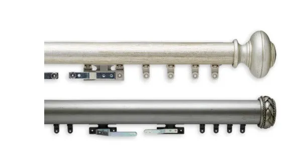 2-1/4" Smooth or Reeded Wood Facia Assembled Hand or Cord Draw Complete Traverse Track Set (Without Rings) 6Ft Length (72")*