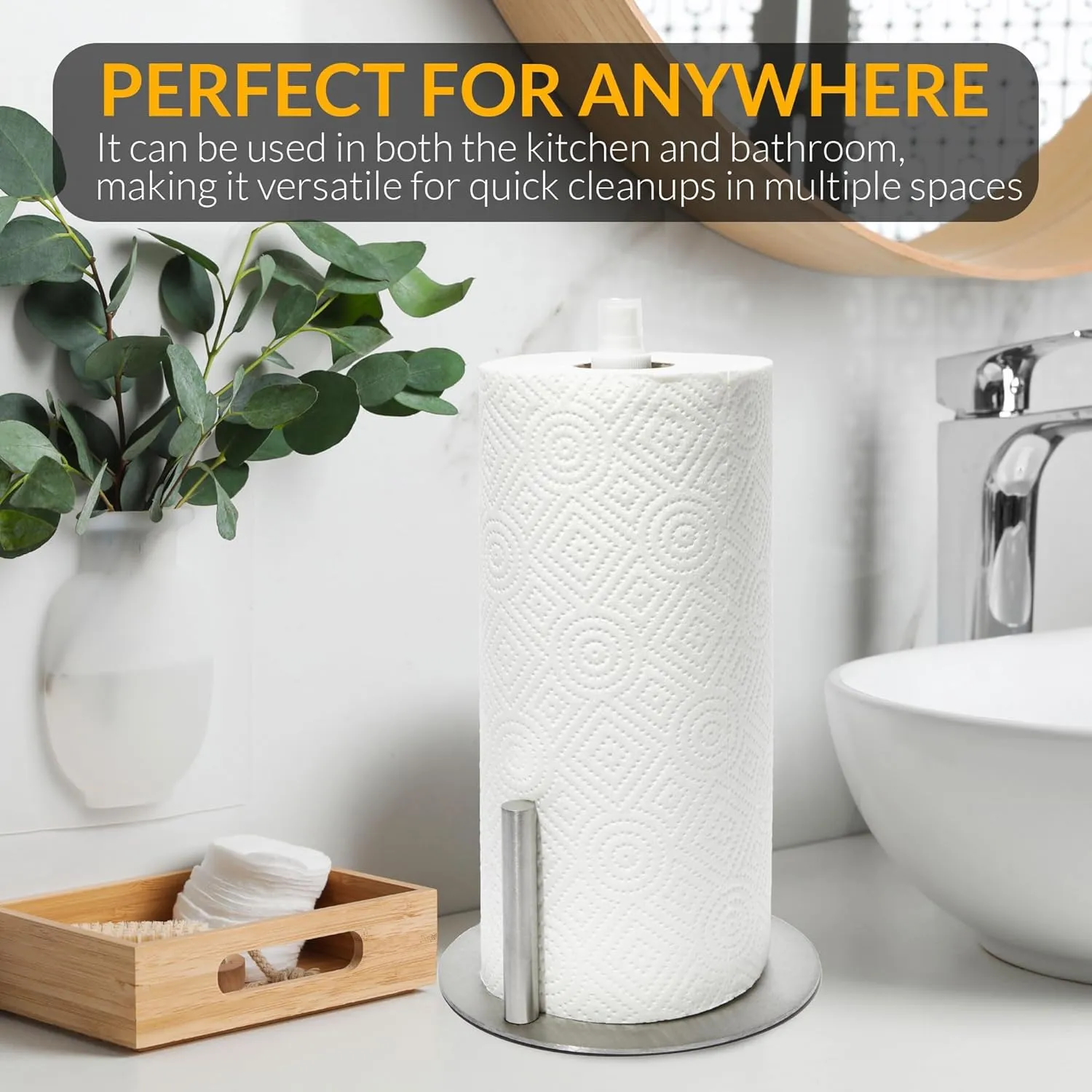 2-in-1 Stainless Steel Paper Towel Holder with Spray Bottle | Silver | J.M.T HomeGoods