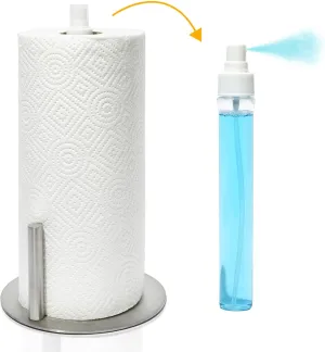 2-in-1 Stainless Steel Paper Towel Holder with Spray Bottle | Silver | J.M.T HomeGoods