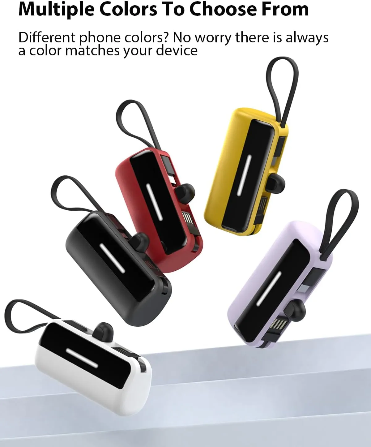 [2-Pack] Portable Charger Power Bank for iPhone,5500mAh USB C Battery Pack Travel Essentials Phone Charger Built in Cable & Foldable Stand,22.5W Fast Charging for iPhone 16/15/14,Samsung,Android