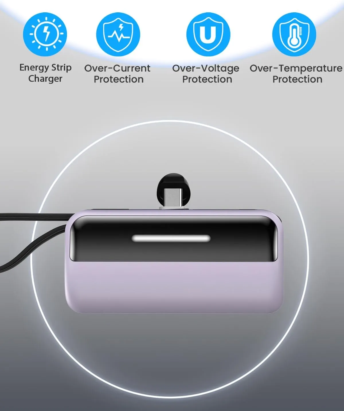 [2-Pack] Portable Charger Power Bank for iPhone,5500mAh USB C Battery Pack Travel Essentials Phone Charger Built in Cable & Foldable Stand,22.5W Fast Charging for iPhone 16/15/14,Samsung,Android