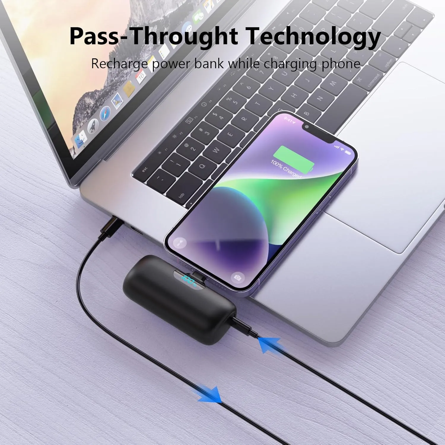 [2 Pack]Mini Portable Charger 5000mAh,Ultra-Compact 15W PD Fast Charging Power Bank,LCD Display Cute Battery Pack Backup Charger Compatible with iPhone 14/14 Pro Max/13/13 Pro/12/XR/8/7/6-Black White