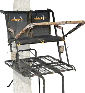 2-Person Nexus XTL Steel Ladder Tree Stand, 20 ft Tall, 500 lb Capacity - Heavy-Duty Hunting Treestand with Flex-Tek Seat, Footrest, Padded Shooting Rail, Cup Holders & Safety Hooks