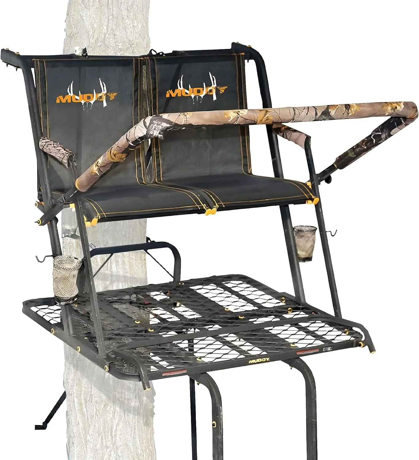 2-Person Nexus XTL Steel Ladder Tree Stand, 20 ft Tall, 500 lb Capacity - Heavy-Duty Hunting Treestand with Flex-Tek Seat, Footrest, Padded Shooting Rail, Cup Holders & Safety Hooks