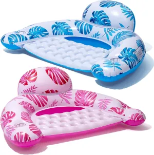 [2025 New Upgraded] Pool Floats for Adult -Floating Lounge Chairs,Inflatable Pool Floats with Cup Holders 2 Repair Patch Suit for Swimming Pools, Beach, Pool Toys,Backyard Party,Lakes