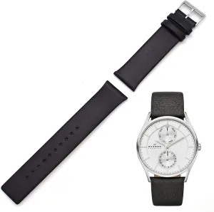 21mm Spring Bar Genuine Leather Watch Strap Replacement for Skagen SKW6086 SKW6219 SKW6237 SKW6449 SKW6449 (black)