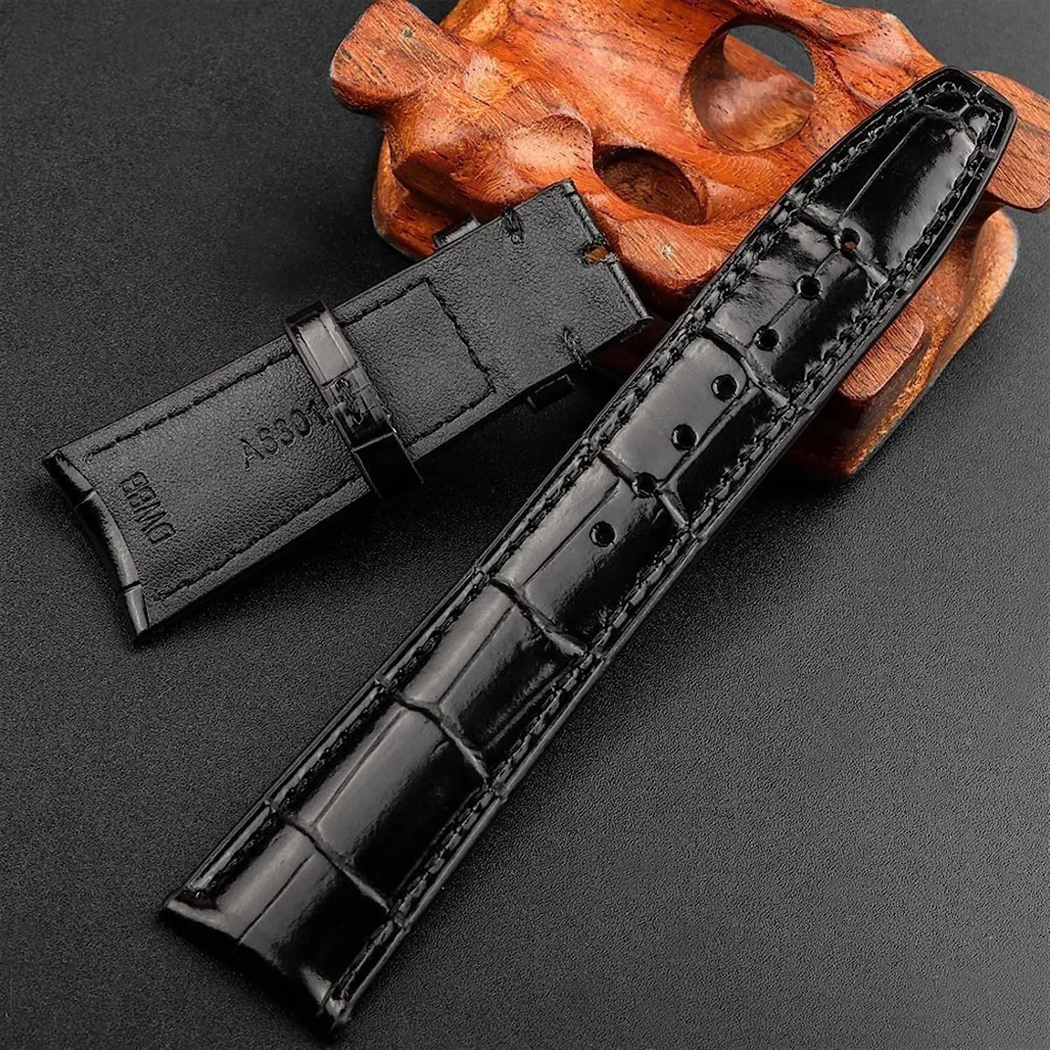 22mm Genuine Leather Watch Band For IWC Portugues Pilot Crocodile Grain Bracelet Strap Accessory