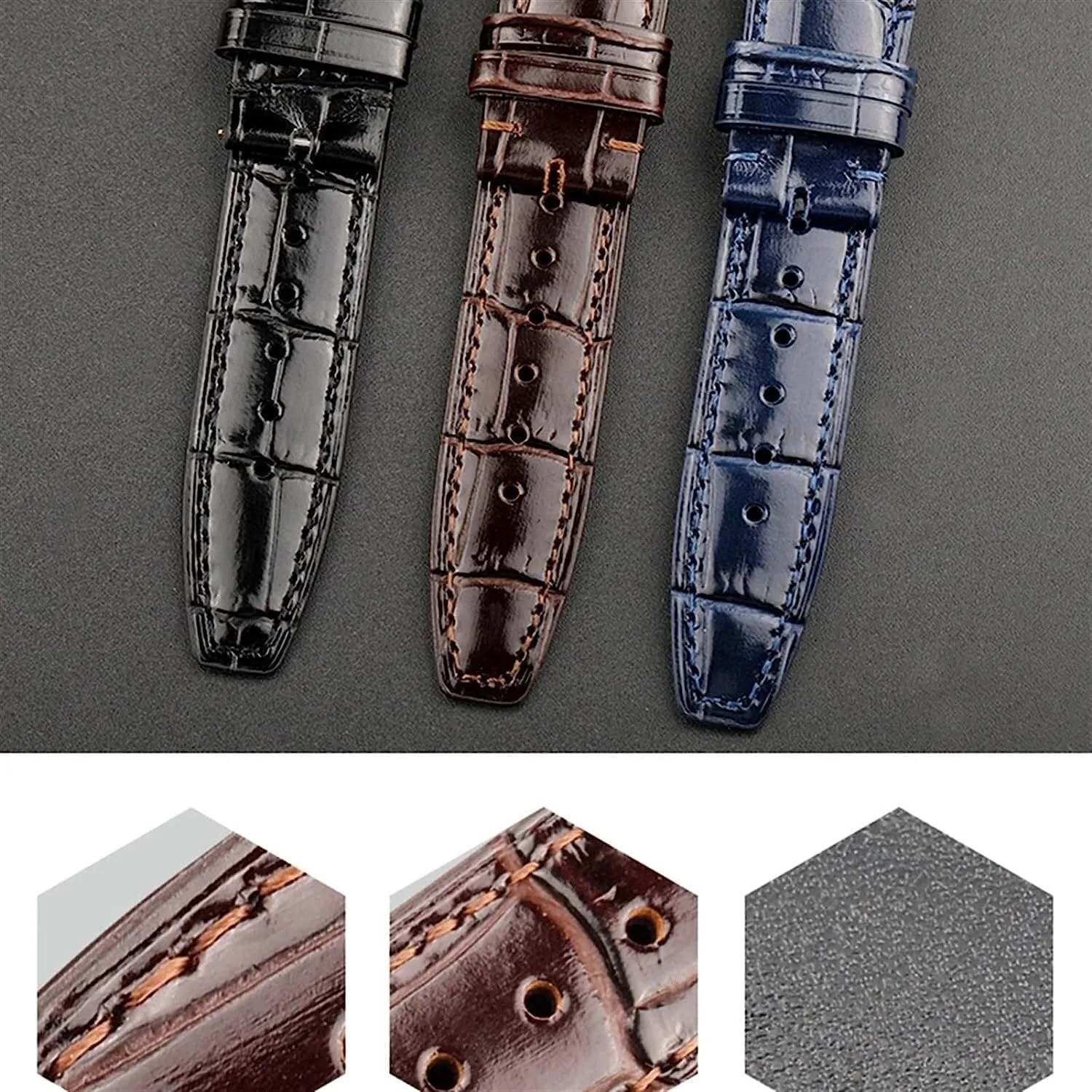 22mm Genuine Leather Watch Band For IWC Portugues Pilot Crocodile Grain Bracelet Strap Accessory