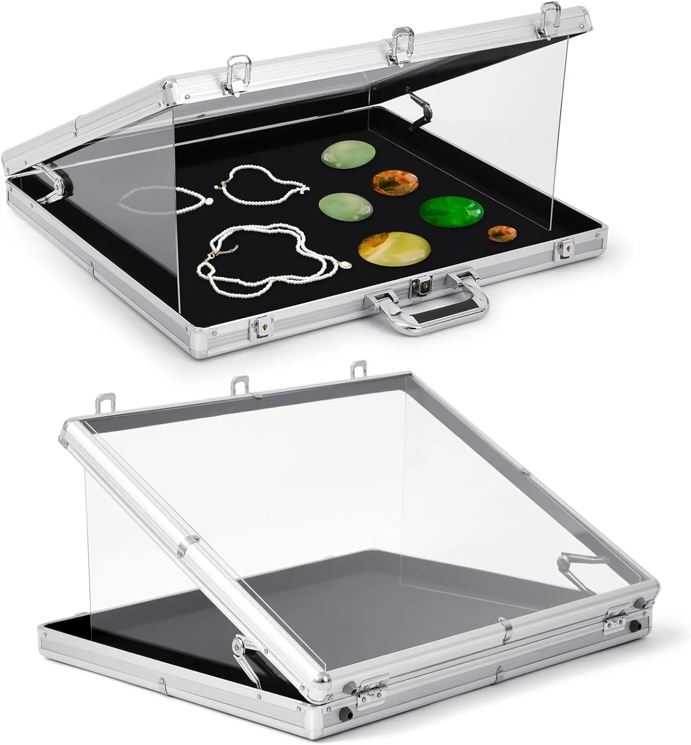 24"x20" Trade Show Display Case Sports Card Portable Aluminum Showcase Table Top Locking Display Case for Jewelry Trading Cards Collectibles