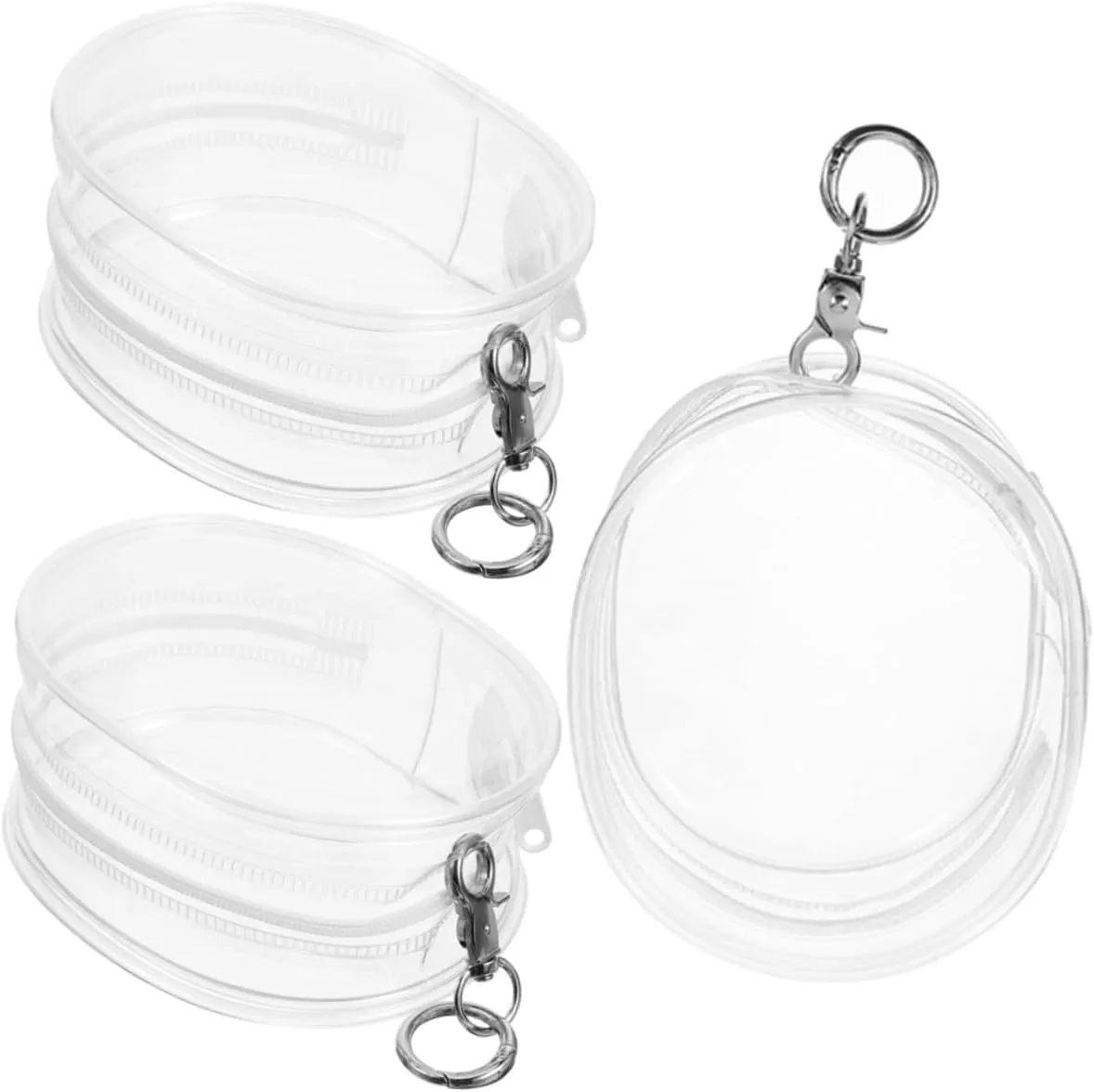 2sets 3pcs Doll Storage Bag Transparent Display Case for Figures Water Resistant Doll Container with Keychain for Collectibles for Travel and Display 3pcs*2