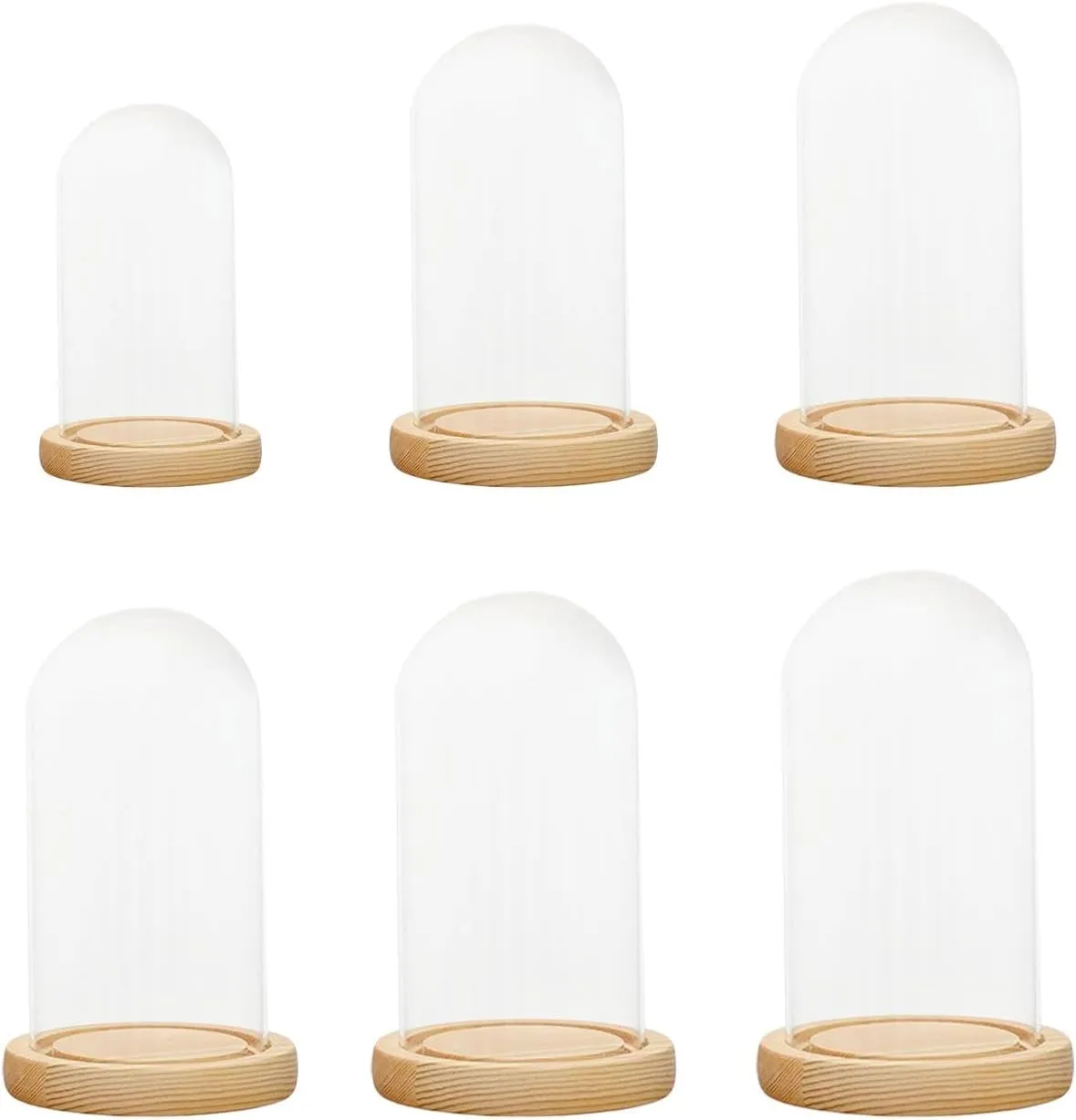 2xClear Glass Dome Cover Stand with Wood Base Versatile Home Decor Accent Piece Portable Round Dessert Cover for Party And Wedding Decorations