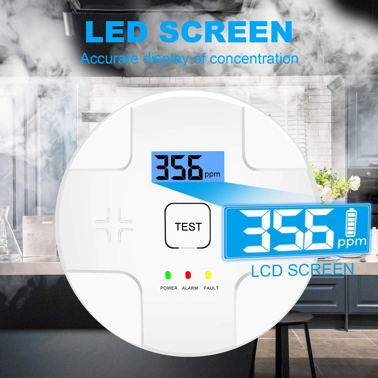 3 Pack Combination Smoke Carbon Monoxide Alarm Detector Battery Operated, Portable Smoke and Co Alarm for Home Bedroom Travel，Easy to Install