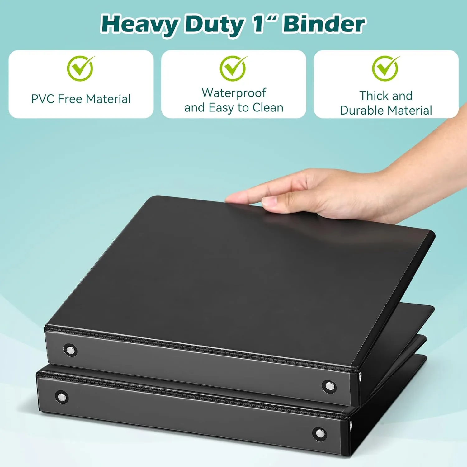 3 Ring Binder 1 Inch 12 Pack,1" Clear View Round-Ring-Binder, PVC-Free,Holds for 200 Sheets 8.5X 11 US Letter Size Paper, Durable Black Binders Perfect for Office,School and Home