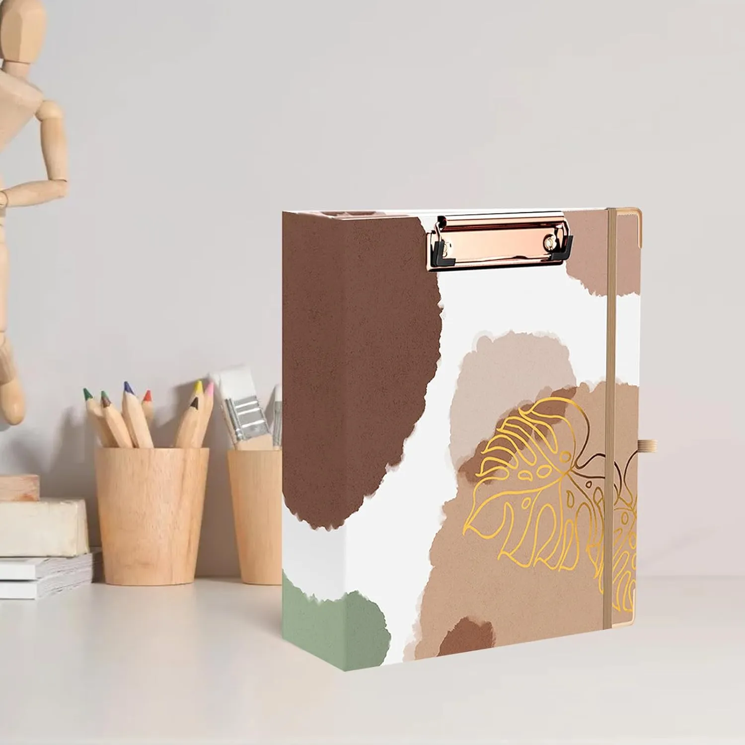3 Ring Binder 2 Inch Heavy Duty, 8.5" x 11" Binder with Divider, Clip Binder for Academic Organizer, Wedding Planner, Budget Tracking, Client File (Brown Impression)