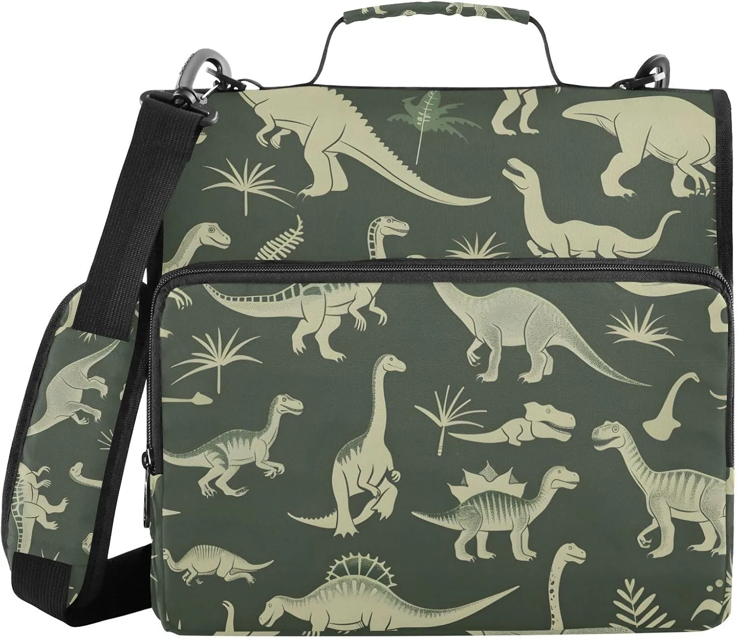 3 Ring Binder Zipper Binders Era of Dinosaurs Trapper Keeper Expanding File Folder Bag with Shoulder Strap
