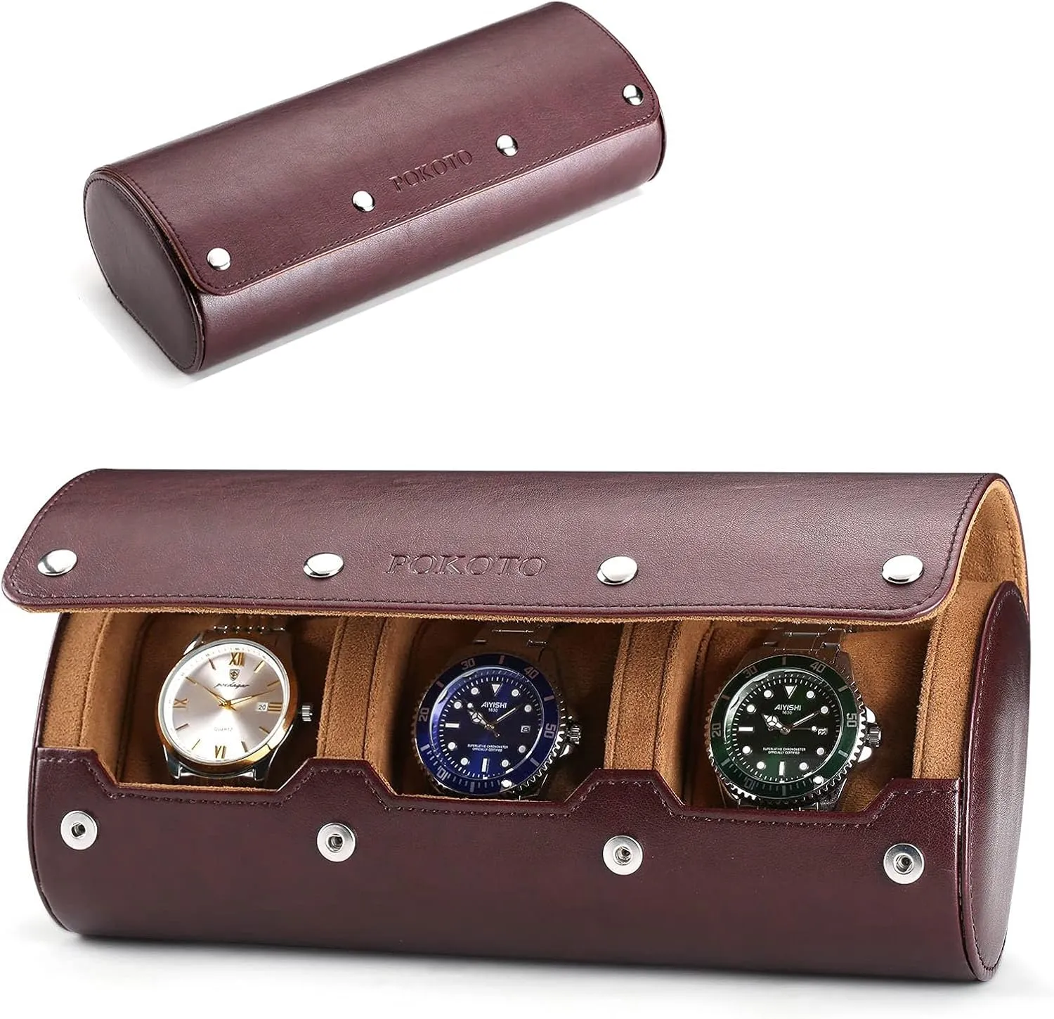 3 Watch Travel Case for Men and Women, Luxury Leather Portable Watch Box Organizer for Home Storage, Protect,Travel and Display