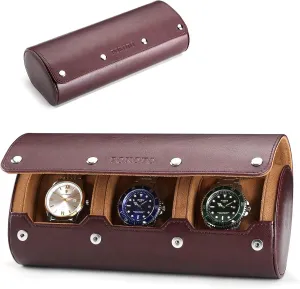 3 Watch Travel Case for Men and Women, Luxury Leather Portable Watch Box Organizer for Home Storage, Protect,Travel and Display