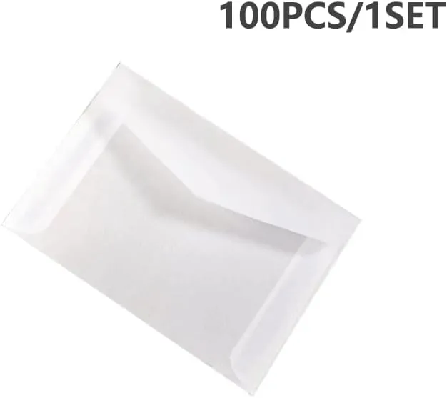 30/50/100PCS 3.9×2.7 in Semi-transparent Sulfuric Acid Paper Envelopes For Postcard Card Storage Bag Wedding Invitation Gift Packing Bag (100)